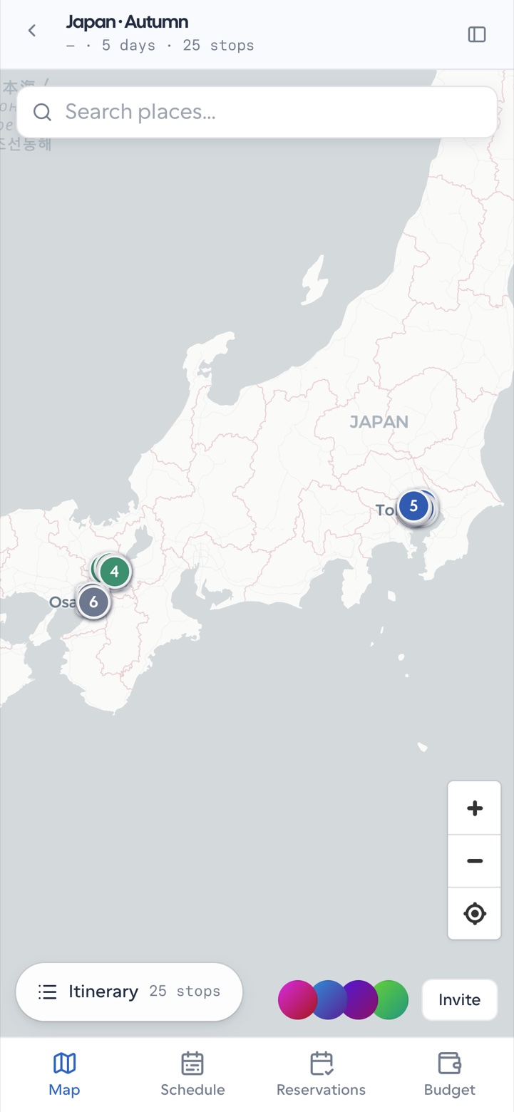 Mobile map mode in the OpenTrip PWA